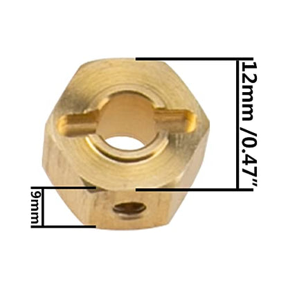ShareGoo Brass 12mm Hex Wheel Hub Wheel Drive Hex Adapter Compatible with Axial SCX10 Wraith 90027 90046 Tamiya CC01 D90 Redcat Gen7 Gen8 1/10 RC Crawler (9mm Thickness) - size: 9mm Thickness