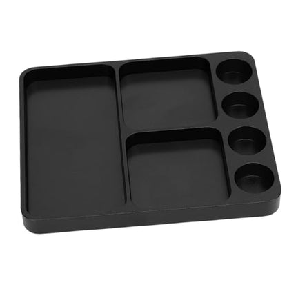 Metal RC Screw Tray, Aluminum Alloy Magnetic Screw Holder Plate for RC Model Toy Repair, with Magnetic Pad Organizer for 1/10 Car Boat Plane (Black)