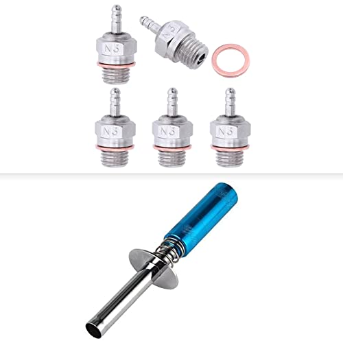 HobbyPark RC Glow Plug Igniter & Glow Plugs No.3 N3 (5-Pack)