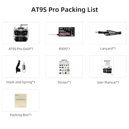 Radiolink AT9S Pro 10/12 Channels Radio Transmitter and Receiver R9DS, Long Range for Airplane/Jet/FPV Racing Drone/Quad/RC Truck Car/Boat and More (Mode 2 Left Hand) - color: At9s Pro-gray