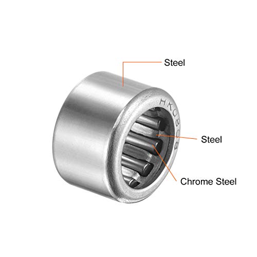 uxcell HK0808 Needle Roller Bearings 8mm Bore 12mm OD 8mm Width Chrome Steel Open End 10pcs - size: 8x12x8mm