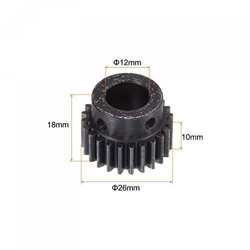 uxcell 1Mod 24T Pinion Gear 12mm Bore Hardened Steel Motor Rack Spur Gear with Step for RC Car Truck Buggy Gear Drive, 2 Set