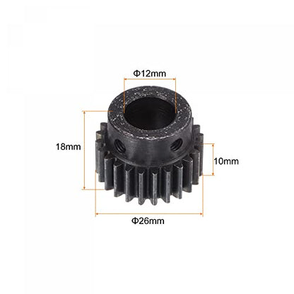 uxcell 1Mod 24T Pinion Gear 12mm Bore Hardened Steel Motor Rack Spur Gear with Step for RC Car Truck Buggy Gear Drive, 2 Set