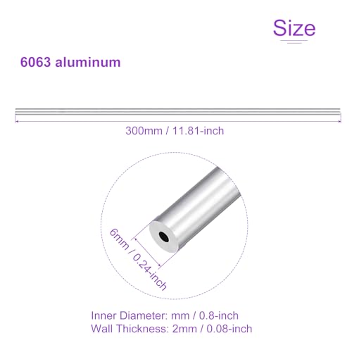 DMiotech 3Pack (6mm OD x 2mm ID) 6063 Aluminum Round Tube 300mm Length Industry Metal Tubing for Machinery Frame Construction DIY Projects - size: 6mm x 2mm x 300mm