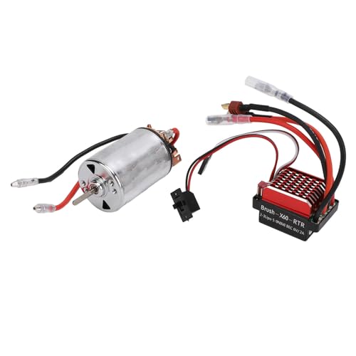Alomejor 550 Brushed Motor, High Purity Copper Windings 60A ESC Combo with T Plug for 1/10 RC Crawler Car Axial SCX10 II III (37T) - size: 37T