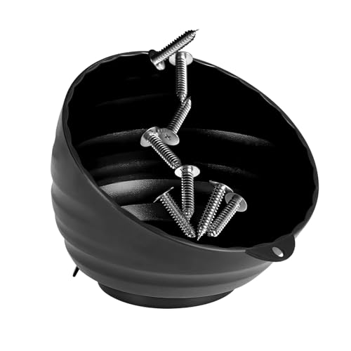 Magnetic Nut Cup, 6 Inch Cup Diameter Curved Magnetic Screws Bowl Holds Up to 5 Pounds, Multi-Use Parts Tray Nuts Bolts Organizer Attaches to Metal Surfaces, Car Accessories (Black) - color: Black