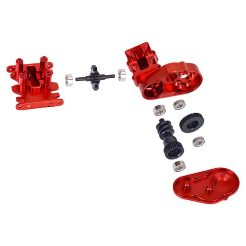 Ultralight Aluminum Transmission Skid Plate Kit,Gearbox with Metal Gears Set for 1/30 Axial SCX30 Upgrade Parts (Red) - color: Red