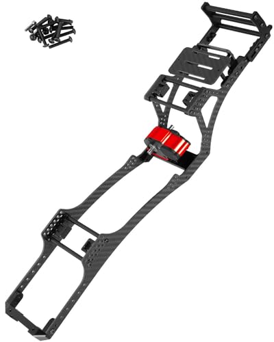 RC Carbon Fiber Frame Chassis w/Gearboxes Upgrades Part for 1/10 SCX10 SCX10 II 90046 90047 RC Crawler Car,Red - color: Red - Parts