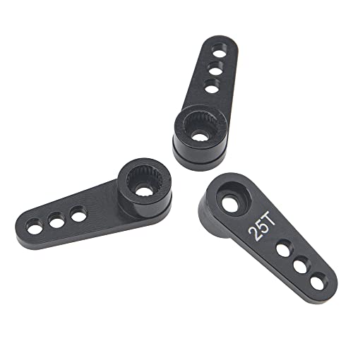 3Pcs ShareGoo Metal 25T Servo Horn 25 Teeth Steering Arm Compatible with Futaba Savox Power HD HSP Servos Motor Compatible with Wltoys Himoto Redcat Traxxas Axial 1/8 1/10 RC Car Truck (Black)
