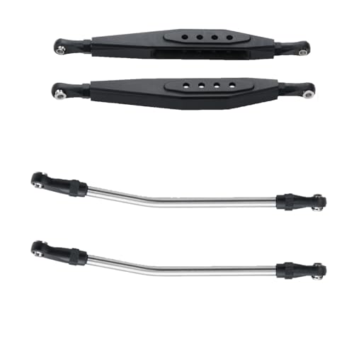 RC Aluminum Rear Lower Trailing Arms and Stainless Steel Steering Linkage Rod Arm Link Rod Compatible with Axial RR10 90048 90053 1/10 RC Car Upgrades Accessories