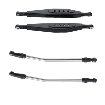 RC Aluminum Rear Lower Trailing Arms and Stainless Steel Steering Linkage Rod Arm Link Rod Compatible with Axial RR10 90048 90053 1/10 RC Car Upgrades Accessories