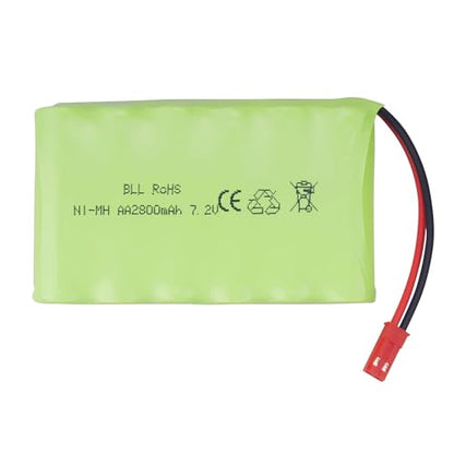 2PCS AA 7.2V 2800mAh Ni-MH Battery with JST-2P Plug and USB Charging Cable Suitable for The New Version TR-211 TR-212 TR-215 550 RC Excavator, Truck, Engineering Vehicle RC Toy