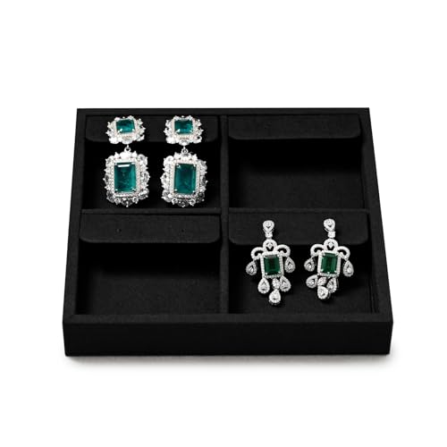 Oirlv Microfiber Jewelry Earring Display Tray Black | Soft Black Microfiber Finish, 5.51"X5.51"X0.79", Clean Elegant Display, Perfect for Retail and Photography - style: P13703