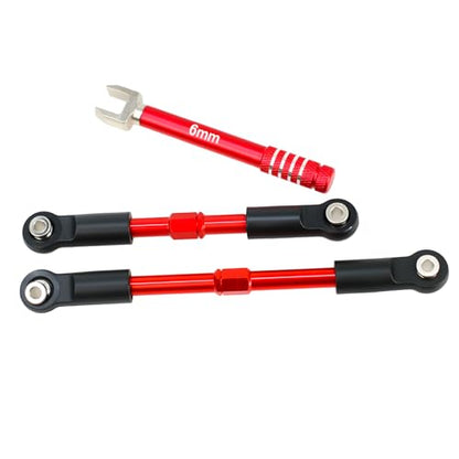 Aluminum Front & Rear Pull Rod Linkage Upgraded Set for Arrma 1/10 Gorgon Vorteks Fury Quake 2WD RC Truck,Replace#ARA330753(Red) - color: Red