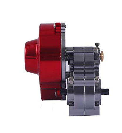1/10 RC Car Transmission Case Gearbox with Gear Full Alloy Assembled for SCX10 SCX10 II 90047 RC Crawler Car (Titanium) - color: Red