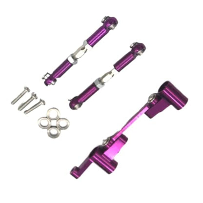 for Mjx for 14210 14209 1/14 RC 4WD Remote Control Car Remote Control Metal Upgrade Parts Steering Assembly Steering Rod Control Accessories RC Car Repair Kit(Purple) - color: Purple