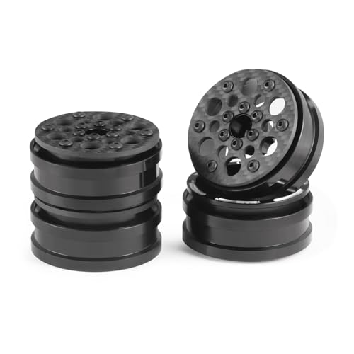 Beadlock Wheel Rims 4PCS 1.9" Upgraded Carbon Fiber Aluminum Wheel Hub Compatible with 1/10 RC Crawler Gen8 TRX-4 Axial VS4-10 Capra SCX10 RC Car Accessories (Patten E) - color: Patten E