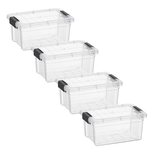 Superio Clear Storage Bins with Lids, Stackable Storage Box with Latches and Handles, Extra Small, 4 Pack 1.75 Quart - size: 1.85 Qt, style: 4 Pack