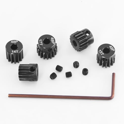 OGRC 48P Pinion Gears 13T 14T 15T 16T 17T 3.175mm (1/8-Inch) Motor Gears | Steel Hardened, 0.53M, for Traxxas Arrma HSP HPI AXIAL Tamiya Losi 1/10 RC Car