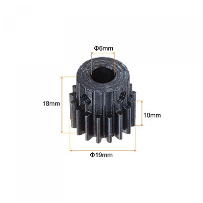 uxcell 1Mod 17T Pinion Gear 6mm Bore Hardened Steel Motor Rack Spur Gear with Step for RC Car Truck Buggy Gear Drive, 2 Set