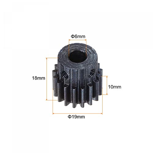 uxcell 1Mod 17T Pinion Gear 6mm Bore Hardened Steel Motor Rack Spur Gear with Step for RC Car Truck Buggy Gear Drive, 2 Set