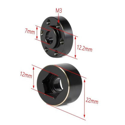 4pcs Brass Weights Wheel Hex Hub Widen Adapter for 1/10 RC Crawler 1.9 2.2 Wheels Rims SCX10 TRX4 Black (6mm) - size: 6mm