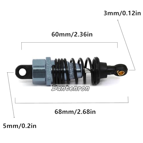 4Pack RC Car 102004 Adjustable Shock Absorber Damper Upgrade Parts Replacement Accessory 68mm For 1/10 RC On Road Drift Rally Car HSP 94102 94122 HPI Losi Axial Tamiya Redcat (Titanium) - color: Titanium