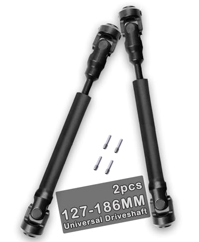 2PCS 127-186MM Universal Drive Shaft RC Upgrades for 1/10 SCX10 SCX10-II D90 Gen7 /Pro Rc 4WD GEN8 RC Crawler,RC Upgrade Parts Hop-Ups,Steel Full Metal Drive Shaft,Black (127-186 MM,2PCS) - size: 127-186 MM (5" to 7.32")