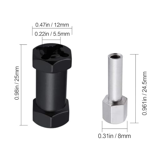4-Pack HobbyPark RC Wheel Spacers 12mm Hex Drive Hubs Combiner Coupler Aluminum 25mm Offset Extension for 1/10 RC Crawler Car Parts (Black) - color: Black, size: 25mm Length