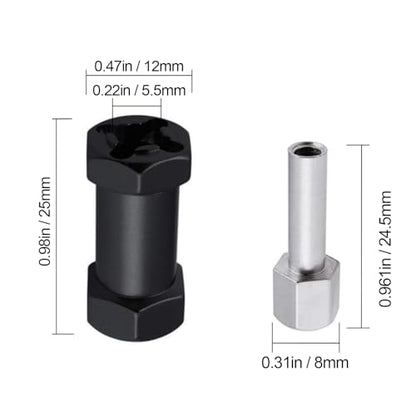 4-Pack HobbyPark RC Wheel Spacers 12mm Hex Drive Hubs Combiner Coupler Aluminum 25mm Offset Extension for 1/10 RC Crawler Car Parts (Black) - color: Black, size: 25mm Length