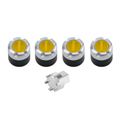 DJX M4 Wheel Nuts Center Locking Hubs Wheel Caps W/Tool for Traxxas TRX4 Axial SCX10 90046 D90 Tamiya Redcat HPI 1/10 RC Crawler Car(Yellow) - color: Yellow