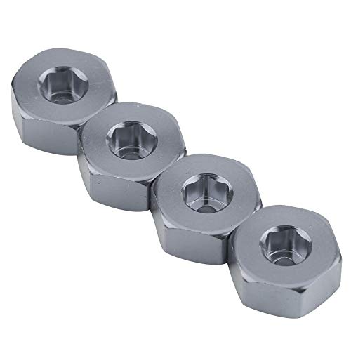 RC Car Hex Hub Adapter, 4 Pcs Aluminium Alloy 6mm to 12mm Wheel Hex Hub Adapter for WPL 1634 RC Truck RC Spare Part Accessory (Gray)