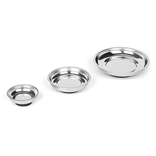 Mayouko 3-Piece Round Magnetic Trays Set, 3" 4" 6", Trays Tool Holder for Screws and Tools - color: 3", 4" & 6" Round Tray Set