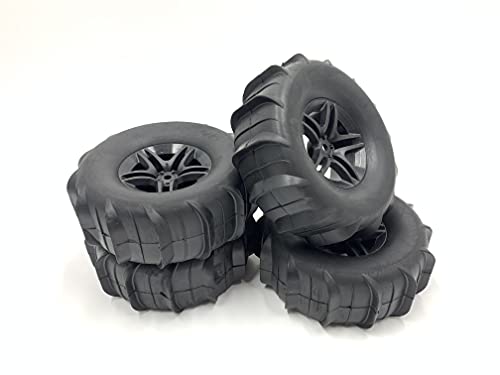 Beach 1/10 Scale 1.9" Beach/Snow Off Road Crawler Truck Wheels and Tires 108mmx37mm 4 Pack Hex 12mm NO Glued for 1/10 Scale RC Truck D90 D110 CC01 CR01 TRX4 TRX6 CROSSRC AXIAL SCX10