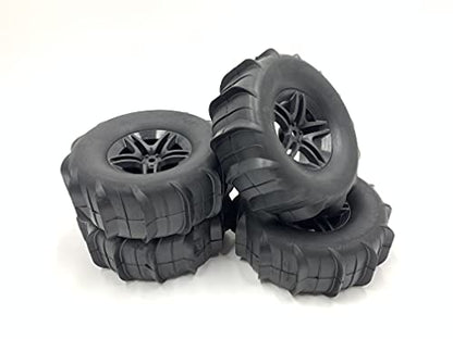 Beach 1/10 Scale 1.9" Beach/Snow Off Road Crawler Truck Wheels and Tires 108mmx37mm 4 Pack Hex 12mm NO Glued for 1/10 Scale RC Truck D90 D110 CC01 CR01 TRX4 TRX6 CROSSRC AXIAL SCX10