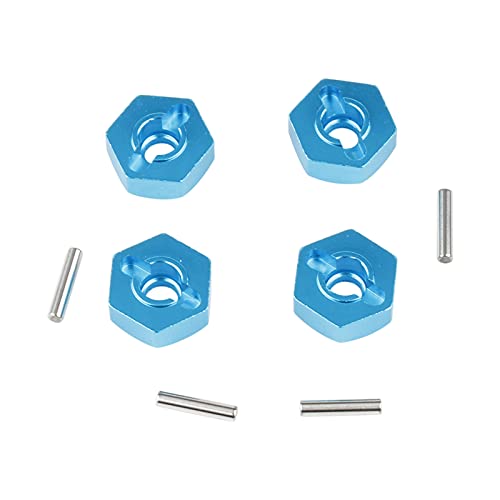 4 Sets 12mm Wheel Hex Adapters & Stainless Steel Axles for HSP 1/10 RC Car - Replacement Parts with M4 Lock Nuts & Washers, RC Car Repair Kit for 94107 94108 94111 94123 - color: Blue