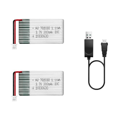 HAWK'S WORK 2 Pcs 3.7V Lipo Battery, 300 mAh Rechargeable Lithium Polymer Battery for RC Plane Helicopter Drone All Models & Toys (PH1.25 Connector) - size: 300mAh-PH