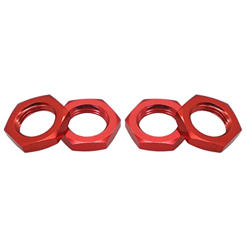Aluminum 17mm Wheel Nut Thread 1.0mm for 1/7 1/8 RC Model Car ARRMA 6s HSP Redcat Himoto Monster Trucks Off Road Buggy Upgraded Parts 16 pcs/Set (Red) - color: red