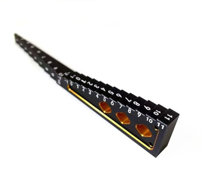 Aluminum RC Ride Height Gauge RC Measuring Tool for 1/8 1/10 Cars | 0.5mm precise markings for accurate height&droop setup, durable aluminum build, lightweight portable,fits 1/8 & 1/10 chassis - color: Black Gold