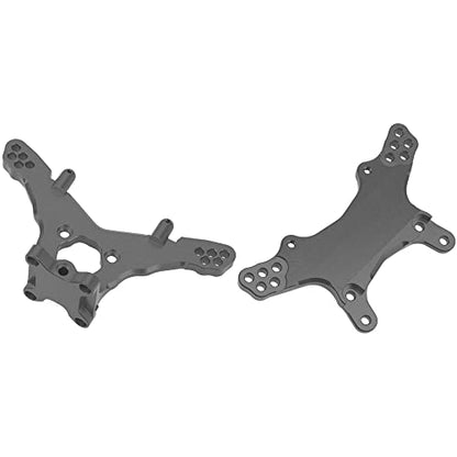 Metal Front & Rear Shock Tower RC Shocks Damper Mount Set Compatible with Losi 1/18 Mini-T 2.0 2WD Stadium RC Truck Hop-Up Parts (Black) - color: Black