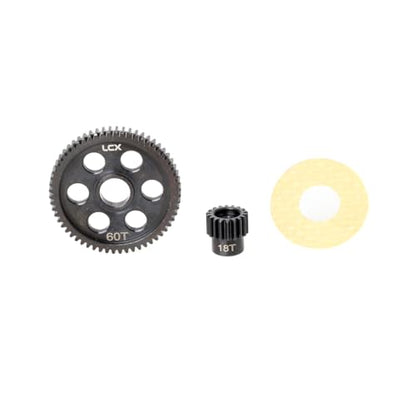 LCX Racing 1/16 1/18 RC Car Hard Steel Transmission Spur Gear Motor Gear 60T/18T for RC Truck Losi Mini-B Buggy Mini-T 2.0, Upgrades Parts Accessories