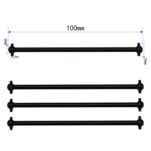 4Pack Front/Rear Center Drive Dogbone Shaft 100mm 538104 Transmission Shaft Compatible with Redcat Racing HSP HPI FS-Racing 1/10 RC Car Monster Truck (Black) - color: Black
