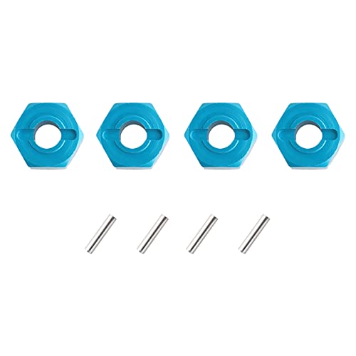 12mm Hex Wheel Hub Mount, Aluminum 7mm Thick with 2x10mm Stub Axle Pins for 1/10 Slash 4x4 & HQ 727 RC Cars Replacement Upgrade Parts (Blue)(Set of 4) - color: Blue