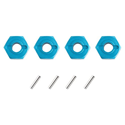 12mm Hex Wheel Hub Mount, Aluminum 7mm Thick with 2x10mm Stub Axle Pins for 1/10 Slash 4x4 & HQ 727 RC Cars Replacement Upgrade Parts (Blue)(Set of 4) - color: Blue