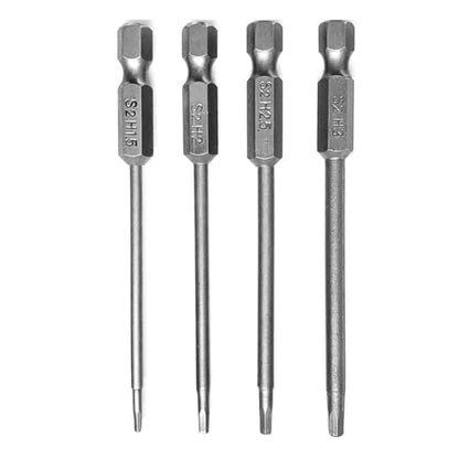 Hex Bit Set 4in1, Allen Wrench Drill Bit Set 1/4" Hex Shank 3" Long Screwdrivers Bit for RC Repair Electric Screwgun/Power Drill RC Hobby Tool Kit