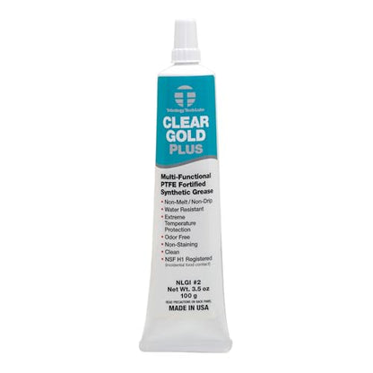 TTL Clear Gold Plus PTFE Grease, Clear, 3.5 oz – NSF H1 Food Grade Multi-Purpose Lubricant for O-Rings, Bearings, Garage Doors, Power Tools, Automotive, 3D Printers – Non-Melt, Rust Resistant