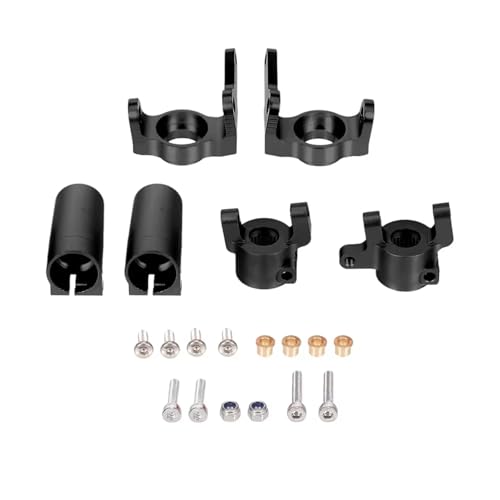 RC Steering Knuckles For Axial For SCX10 II 90046 90047 Metal Front Steering Knuckles C Hub Carrier Rear Axle Lock Out Set RC Car Parts(Black) - color: Black