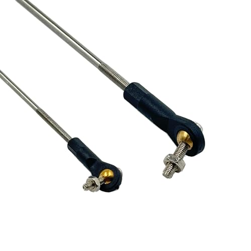 2PCS RC Boat Pushrod Set Lever Steering Linkage Tie Rod End Ball Head Joint End with Linkage Rod Pushrod for RC Boat Ship Airplane Helicopter Parts (M3 Tie Rod End, M3x150mm Pushrod)