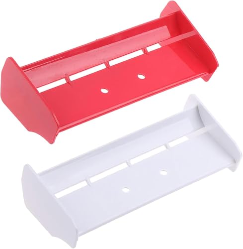 2 Pack 1/10 RC Plastic Rear Spoiler Compatible with 1:10 Scale RC Off-Road Short Course Truck Buggy Racing Rear Wing Tail (Red/White) - color: Red/White