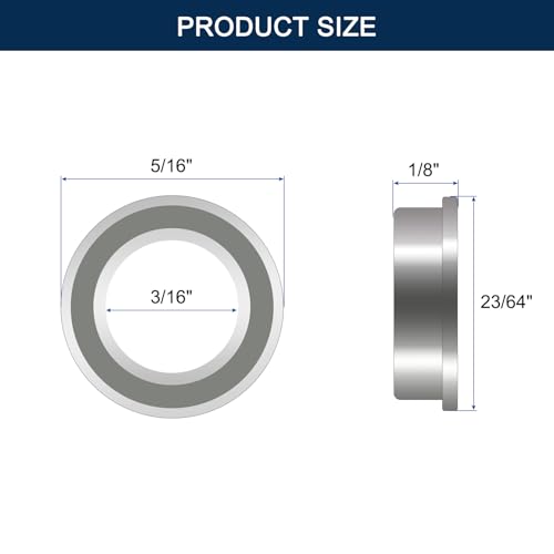 FR156ZZ Flanged Ball Bearing, ID 3/16" x OD 5/16" x Width 1/8" Miniature Bearings, Double Metal Shielded Deep Groove Bearings, Pre-Lubricated (GCr15) Chrome Steel 10pcs - size: FR156ZZ 3/16"x5/16"x1/8"